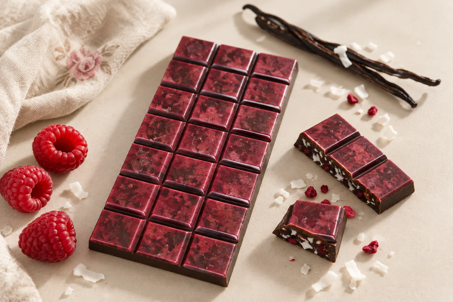 Cacao Fusion Raspberry Coconut met framboos en kokos
